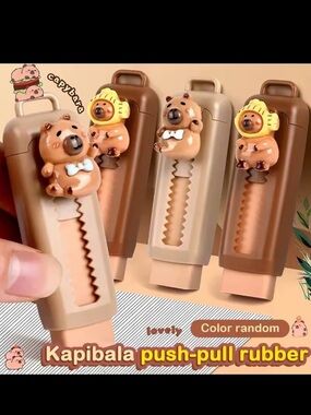 Cute Kapibara Bear Push-Pull Eraser - Brown & Beige